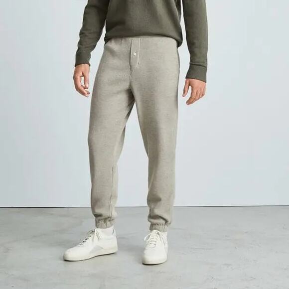 Everlane Men's Organic Cotton Waffle Lounge Jogger Heathered Oatmeal Size Small - Picture 1 of 6